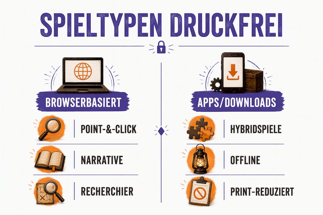 Infografik: Übersicht und Vergleich entspannter Spielformen ohne Leistungsdruck