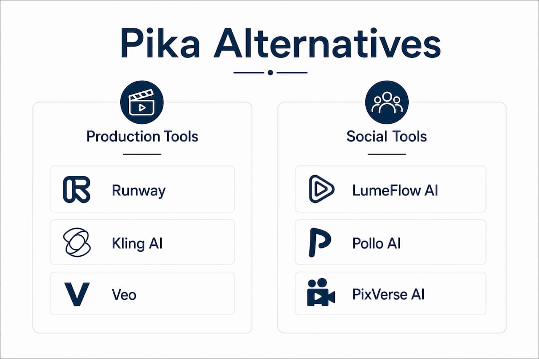 Infographic comparing Pika alternatives for creators