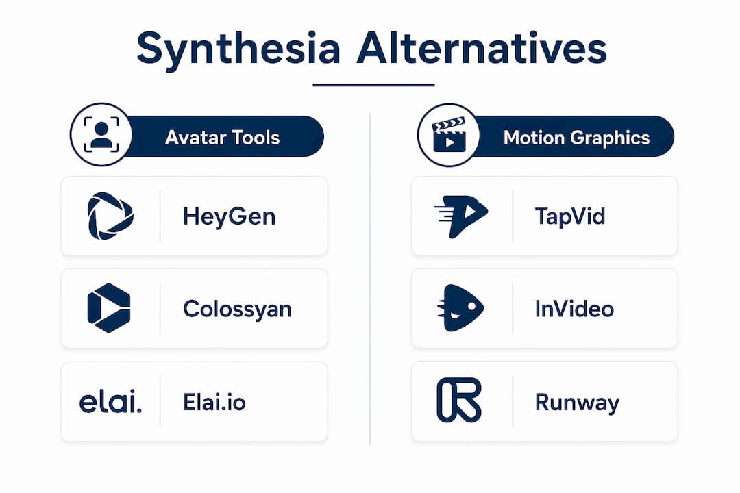 Infographic showing Synthesia alternatives comparison