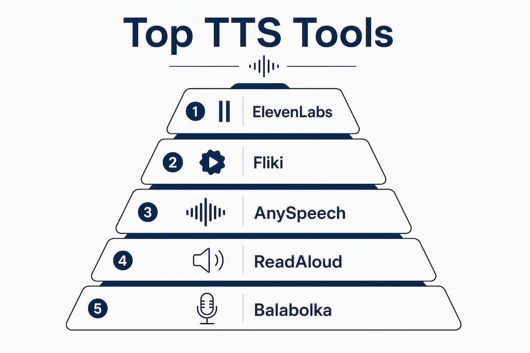 Infographic showing ranked text to speech tools