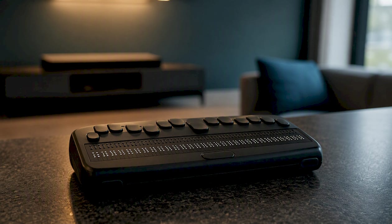 Assistive device for reading captions
