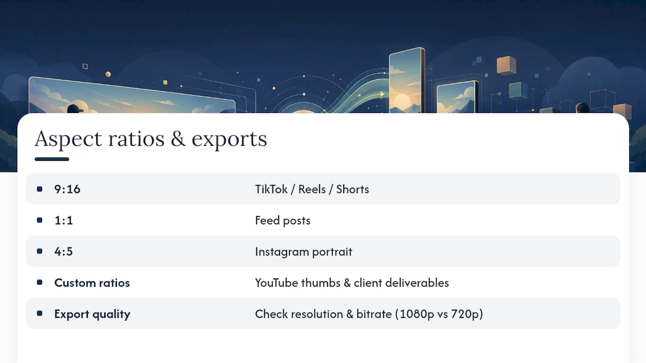 Diagram comparing aspect ratios and export settings