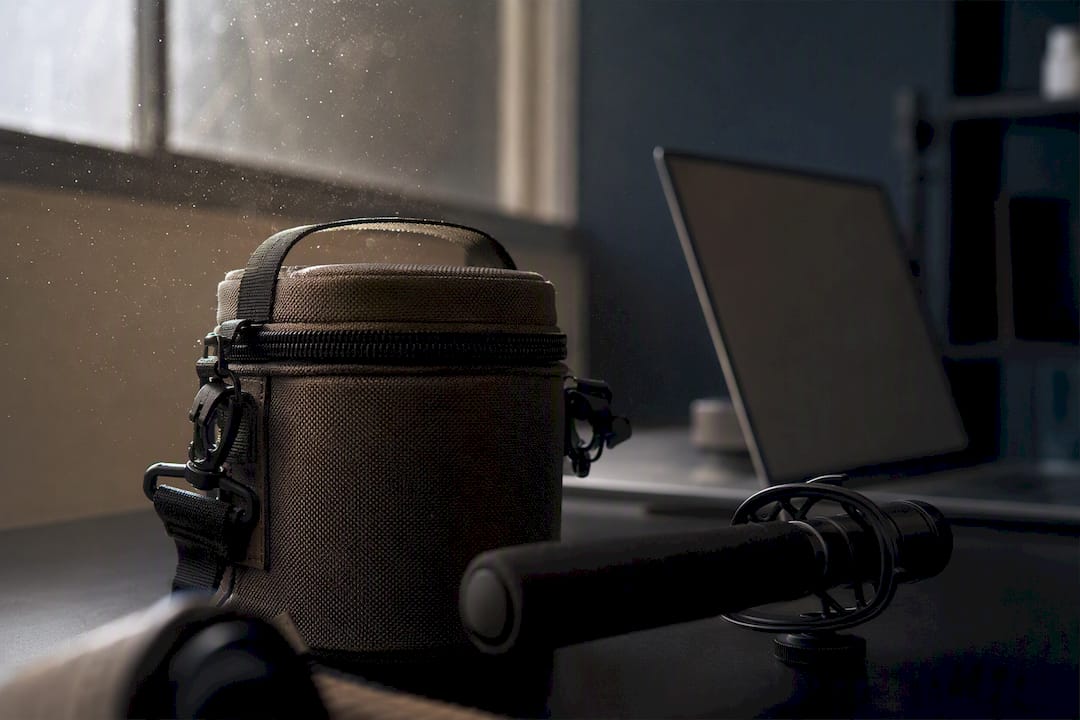 Video production accessories on desk