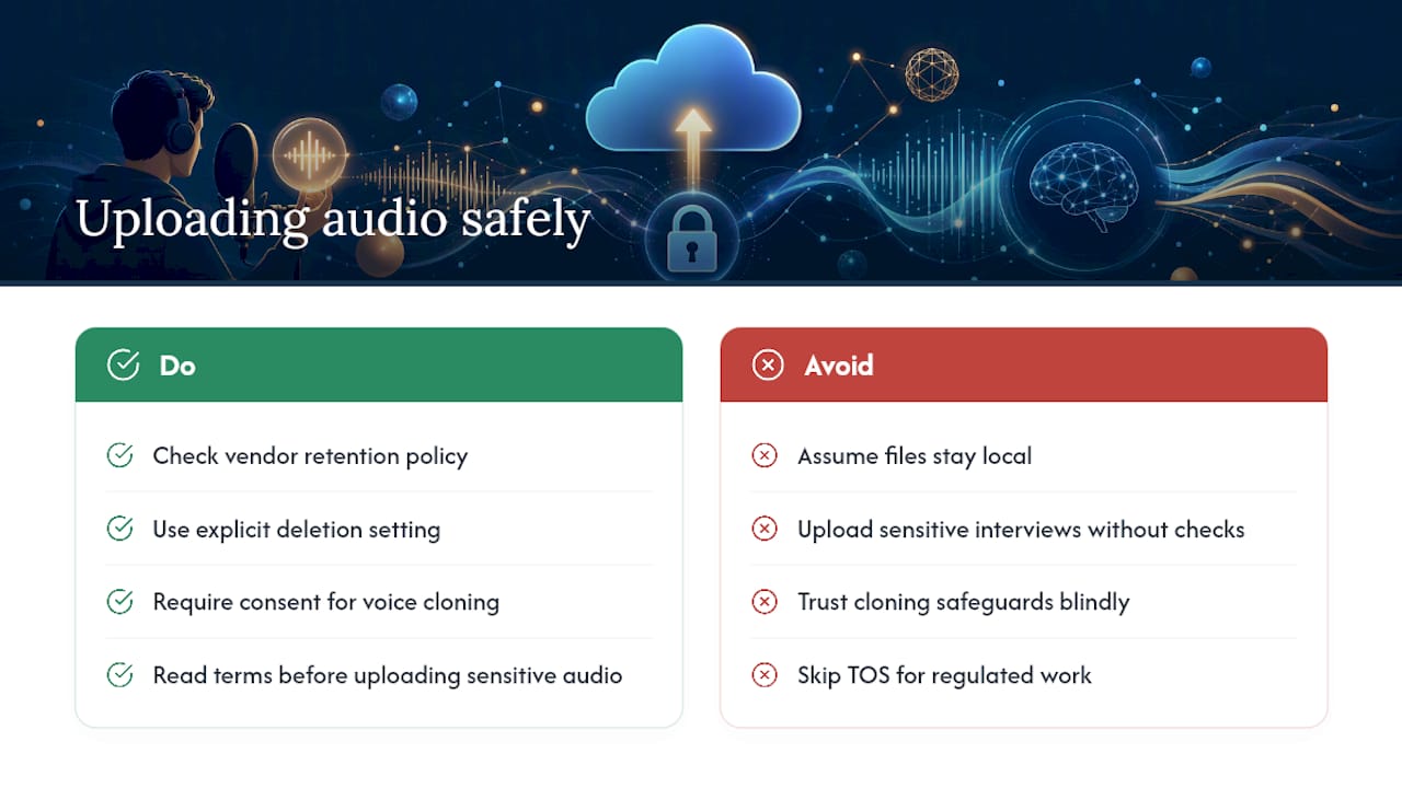 Is It Safe to Upload Podcast Audio to AI Editing Tools? — overview diagram