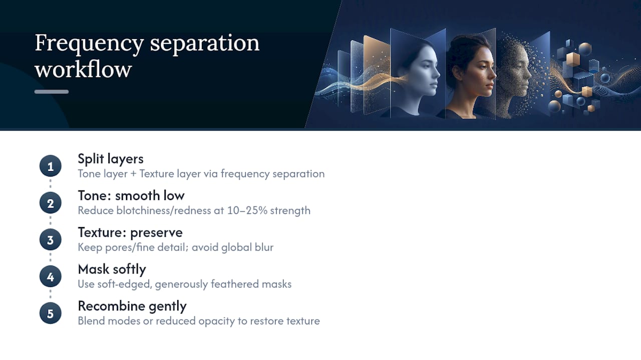 Frequency separation tone and texture layers