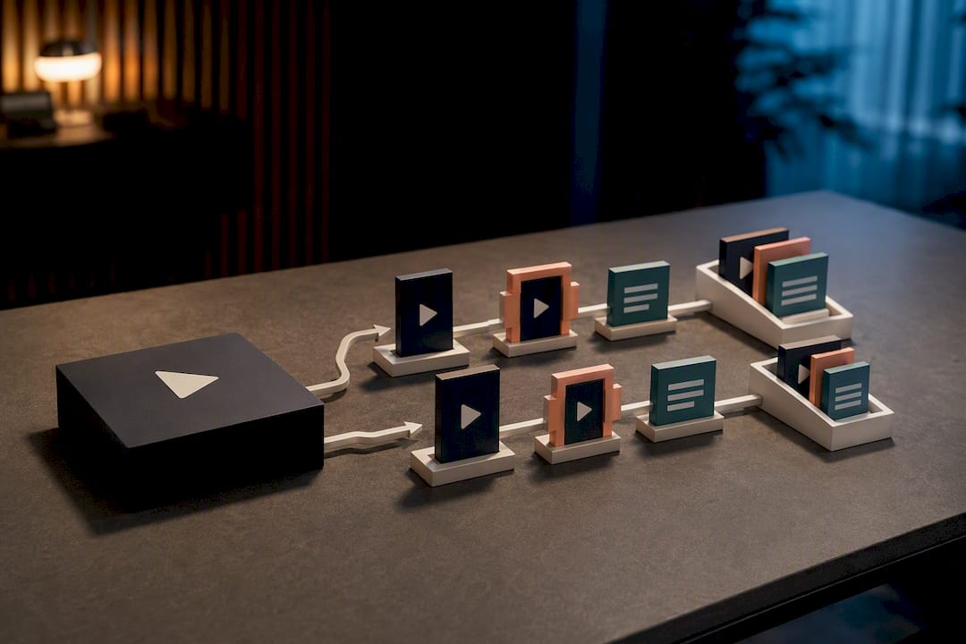 One video branching into three vertical clips