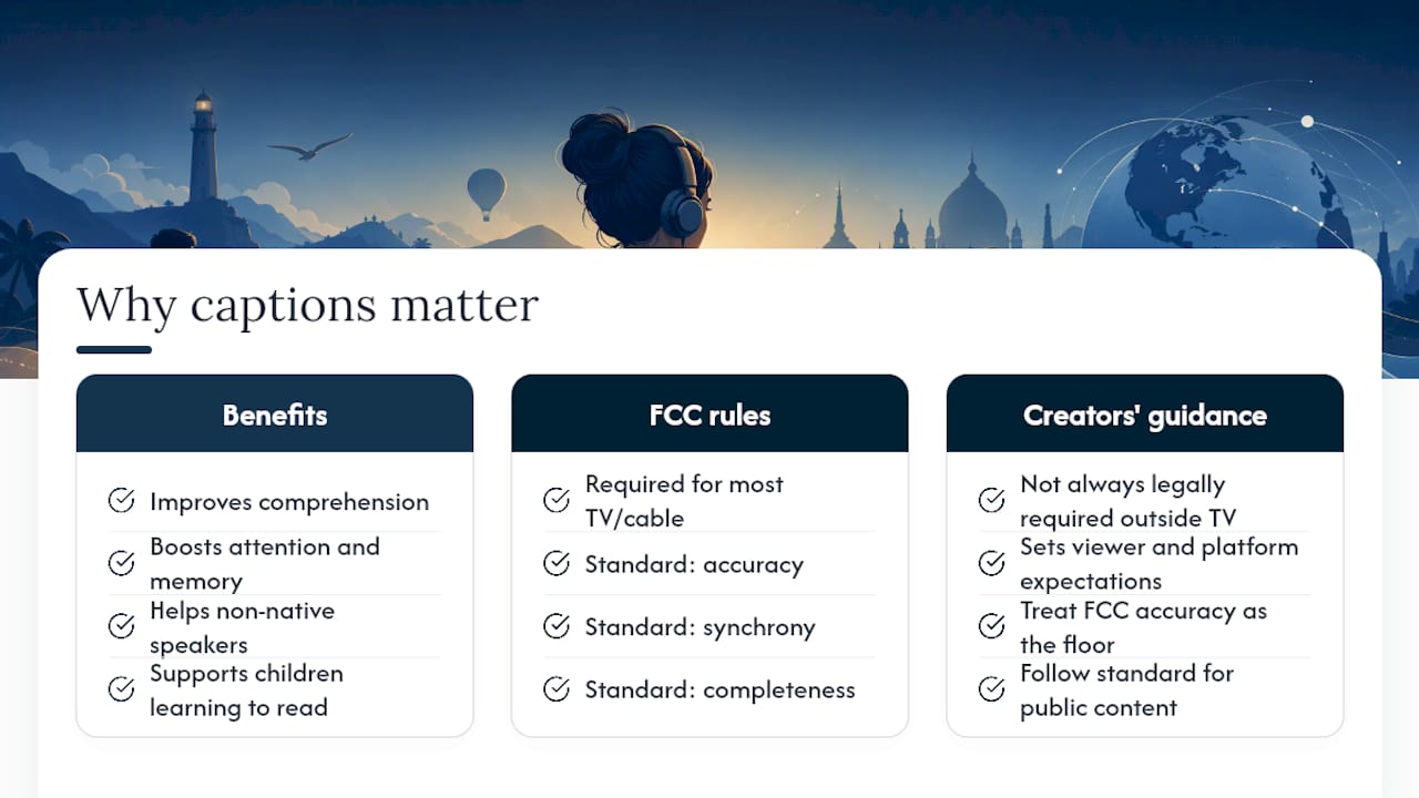 Why Captions Matter for Accessibility and the Law — overview diagram