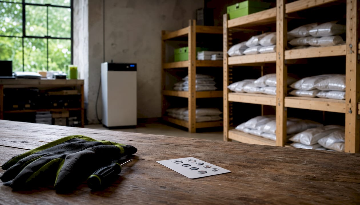 Storage room with dehumidifier and desiccant packs