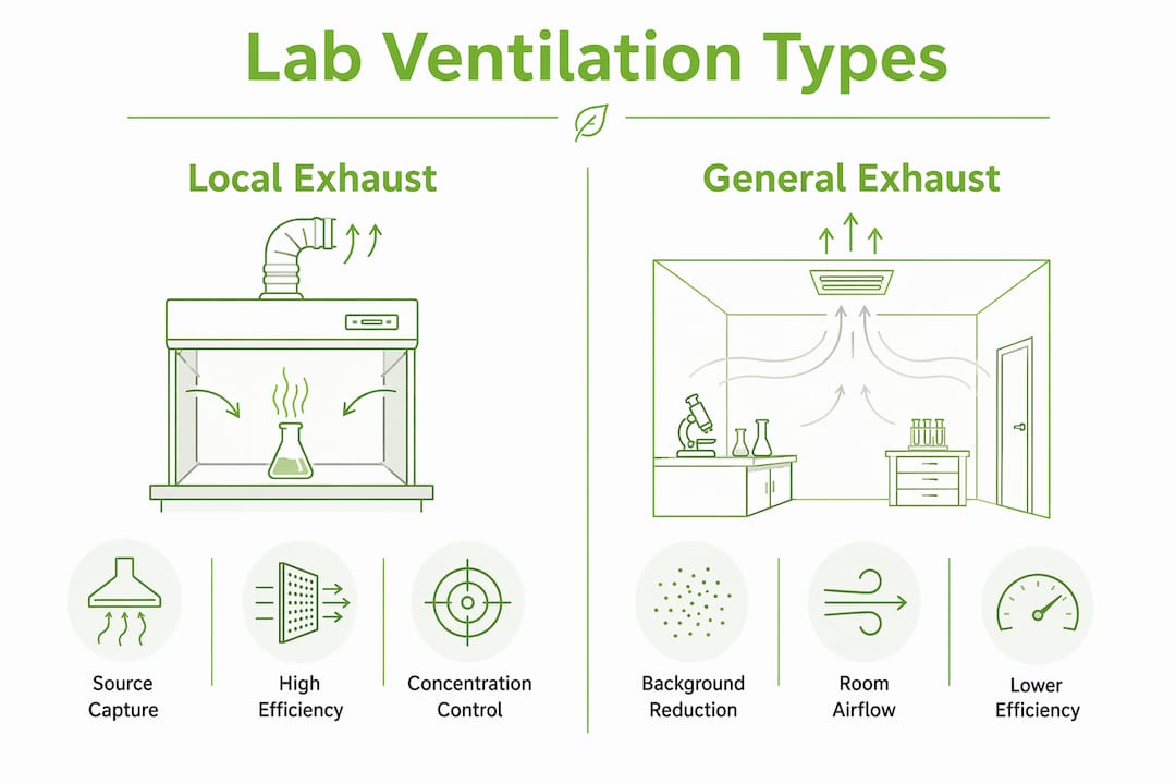 Infographic comparing local exhaust and general exhaust ventilation systems