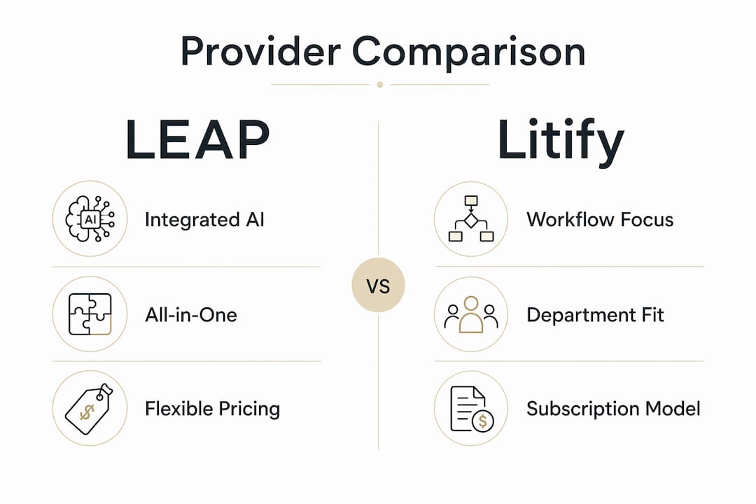 Infographic comparing legal automation software providers