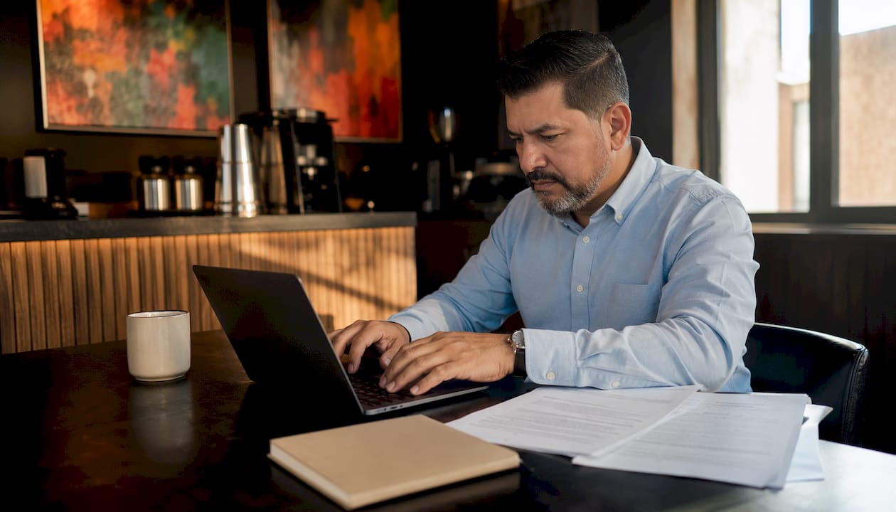 IT specialist configuring AI compliance software
