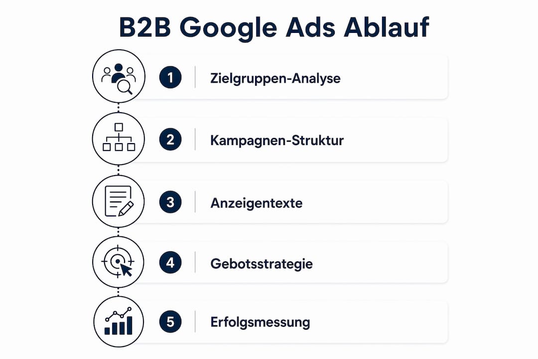 Übersicht: Die wichtigsten Schritte für erfolgreiche B2B Google Ads-Kampagnen