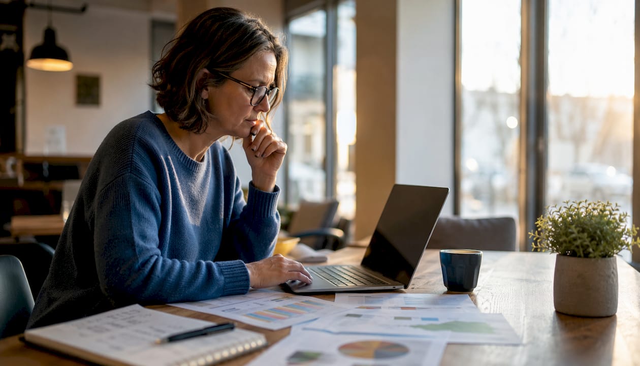 Ein Marketing-Experte prüft die Wirksamkeit von SEO-Inhalten und sucht nach Optimierungspotenzial.