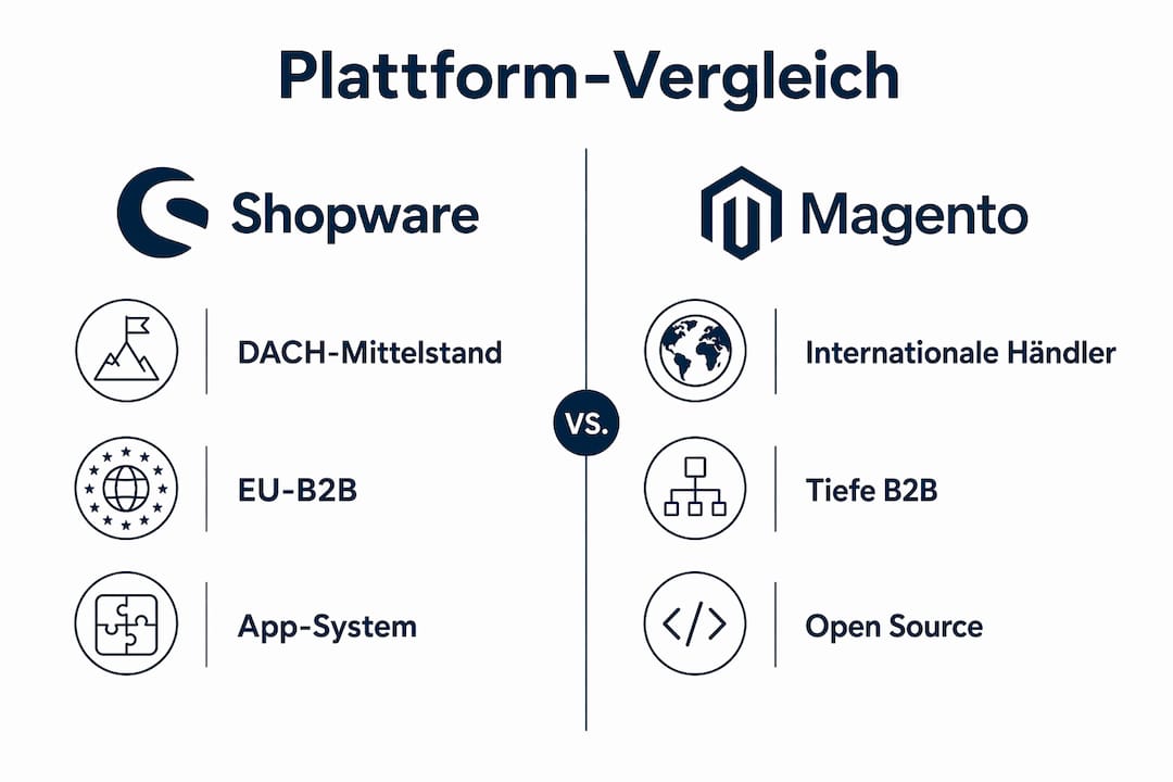 Vergleichsübersicht: Shopware vs. Magento auf einen Blick