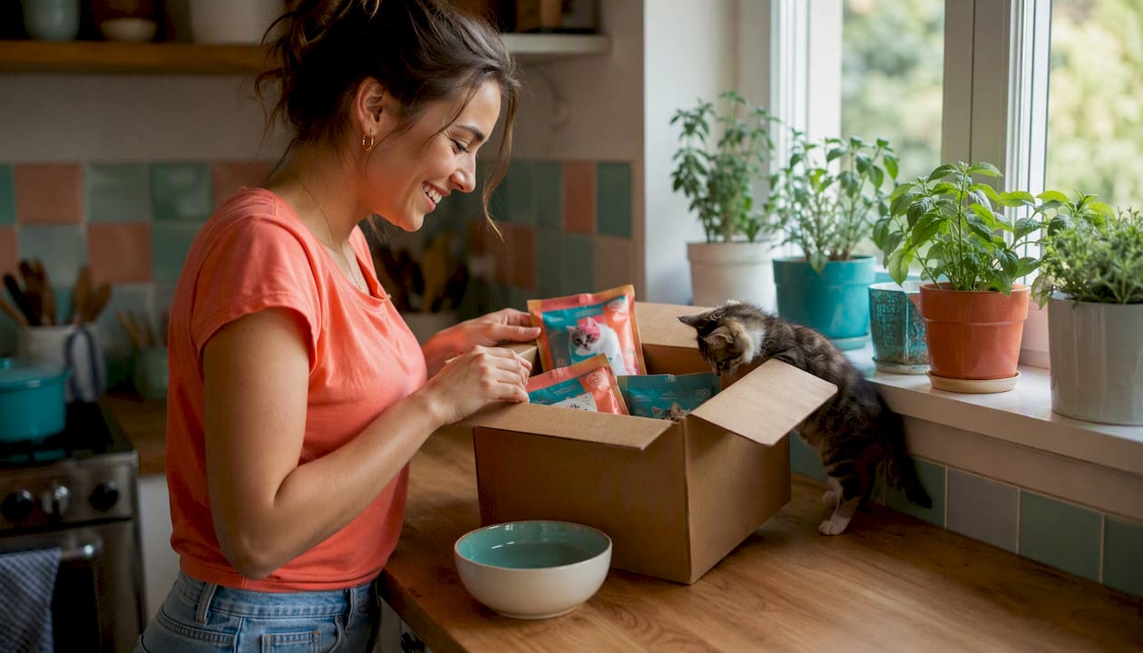Home kitchen fresh kitten food delivery unpacking
