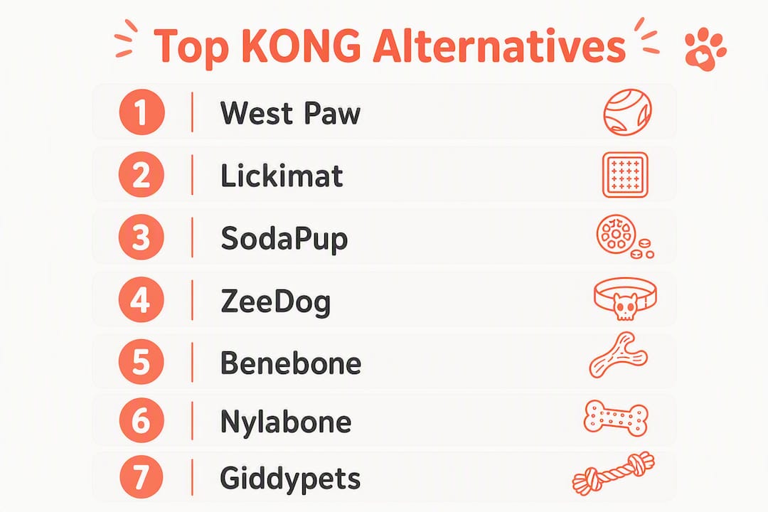 Infographic showing ranked KONG dog toy alternatives