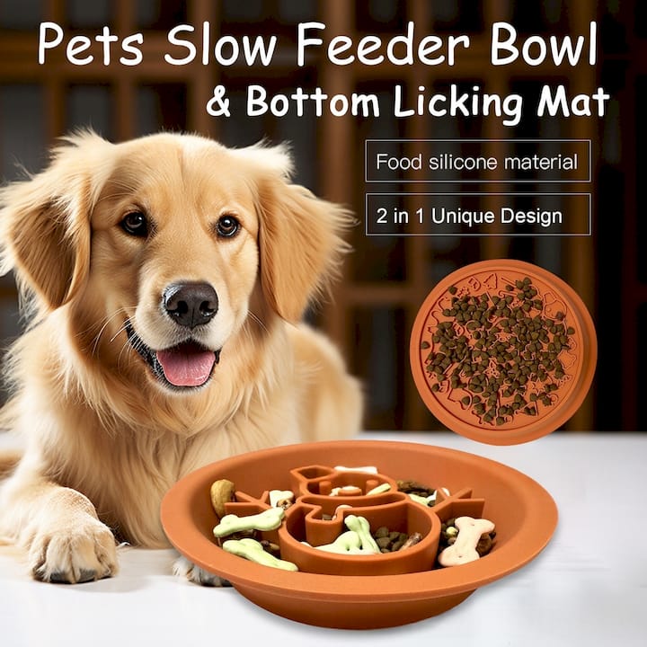 2-in-1 Silicone Slow Feeder Bowl & Lick Mat