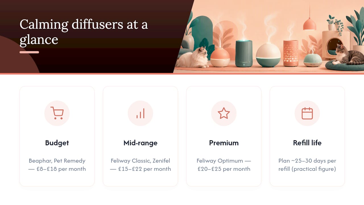 Calming diffuser product comparison chart