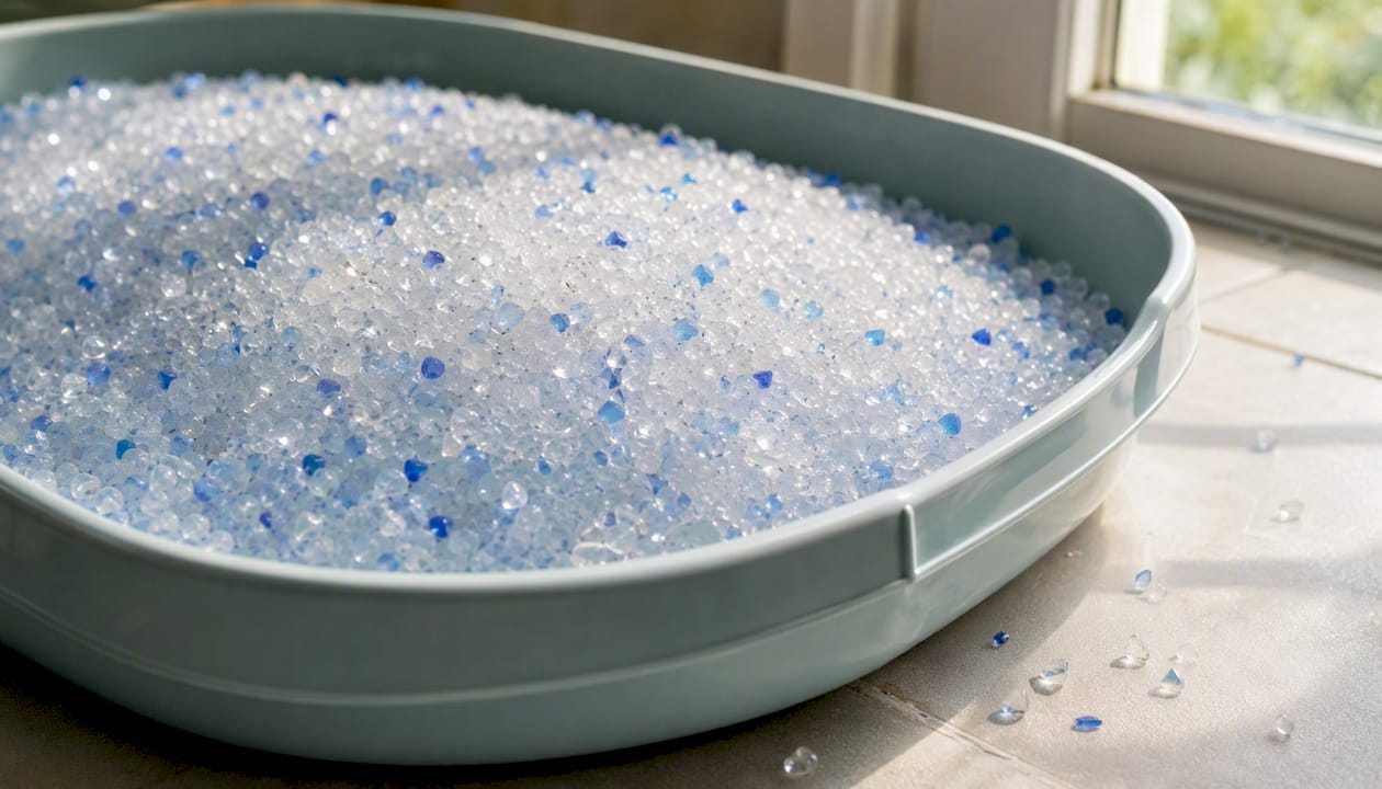 Close-up of silica gel crystal cat litter