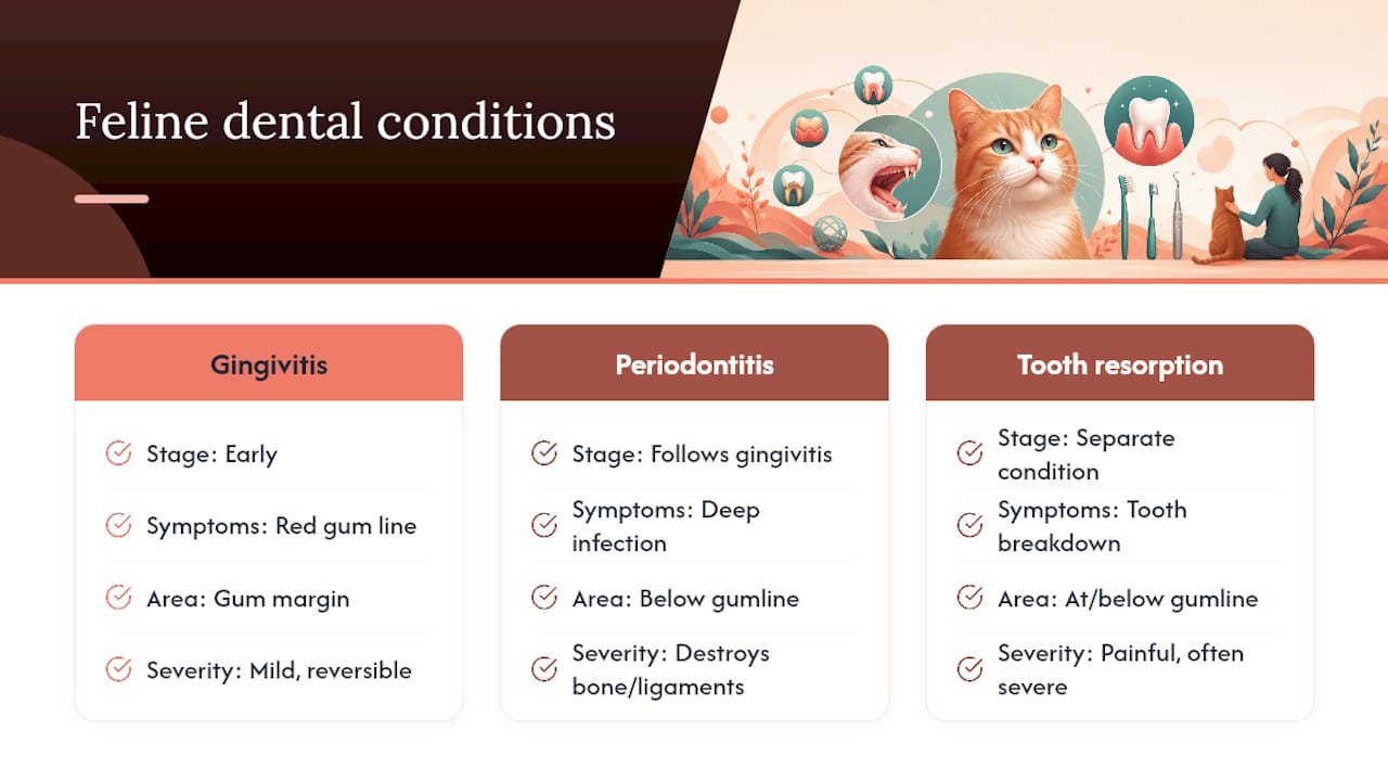 Diagram showing stages of cat dental disease progression