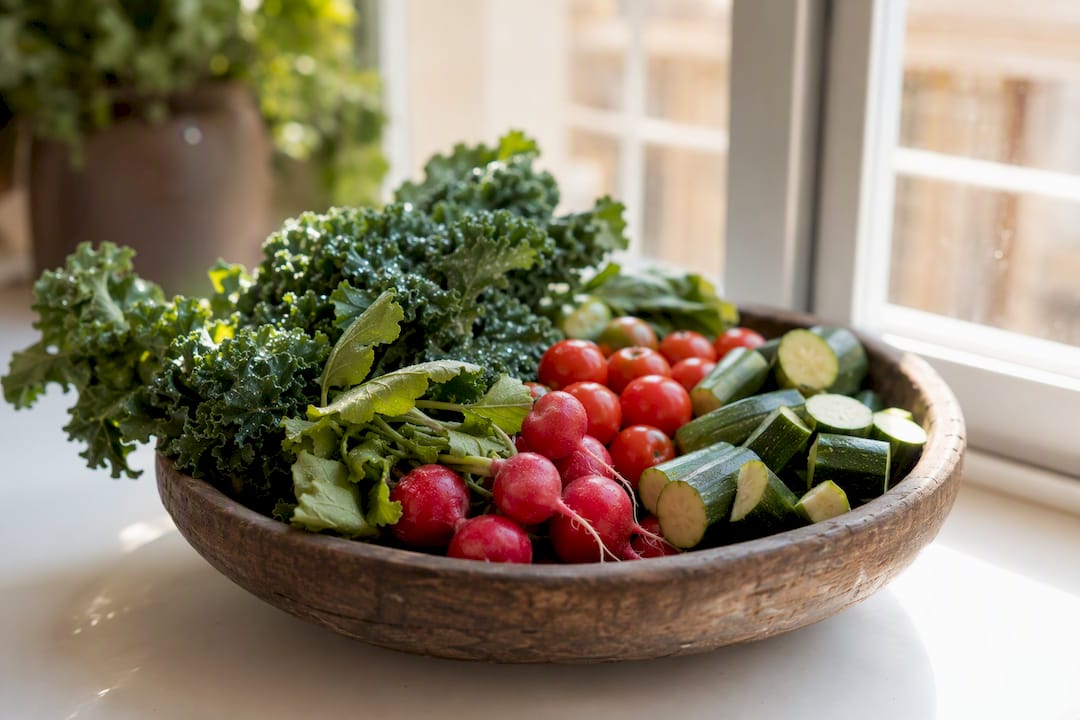 Assorted fresh vegetables for guinea pig diet variety