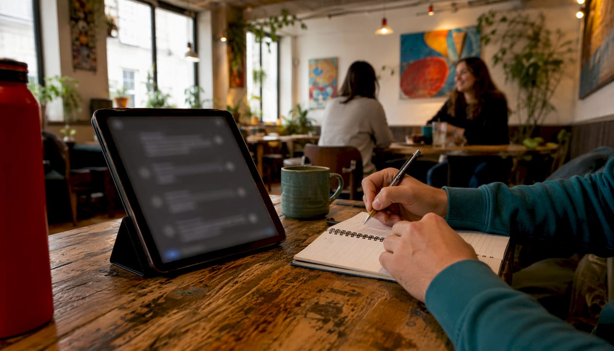 Hands monitoring AI virtual agent chats