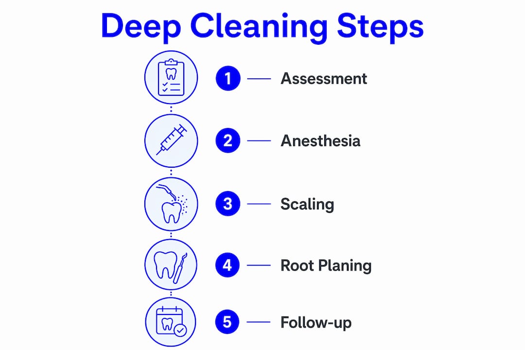 Infographic showing deep cleaning procedure stages