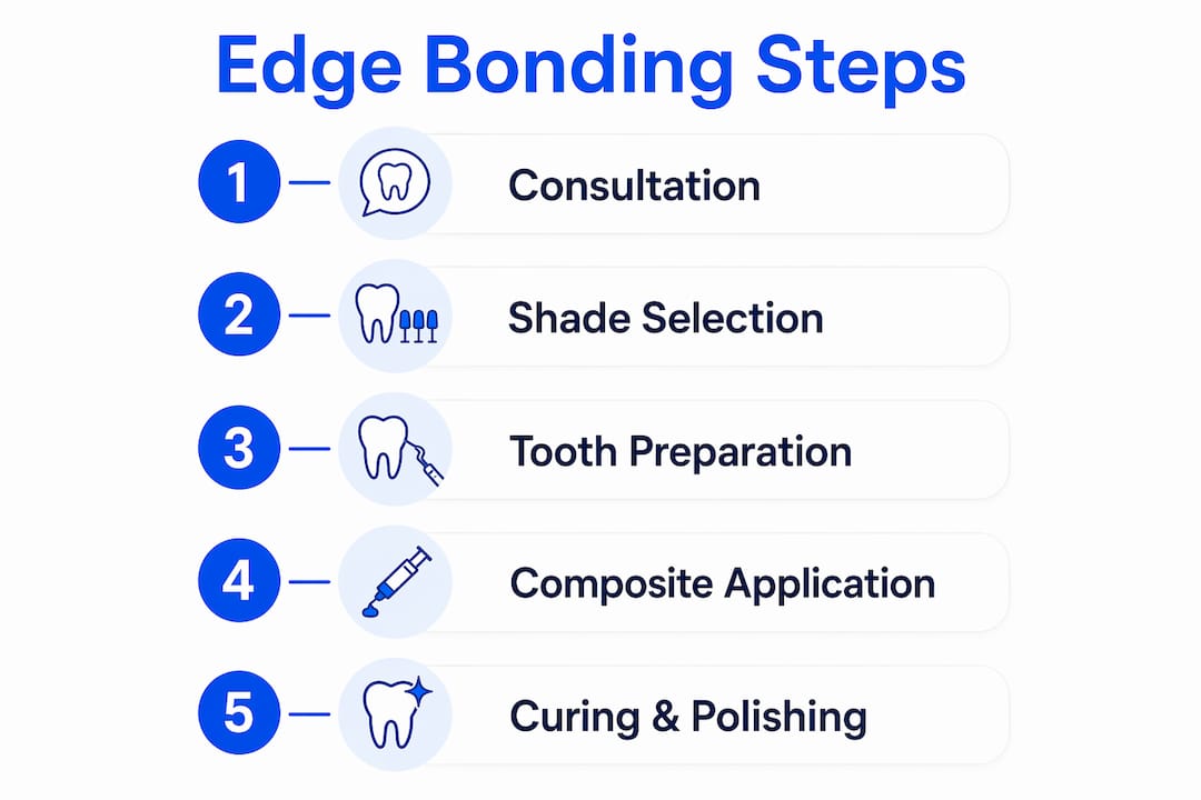 Infographic illustrating edge bonding procedure steps