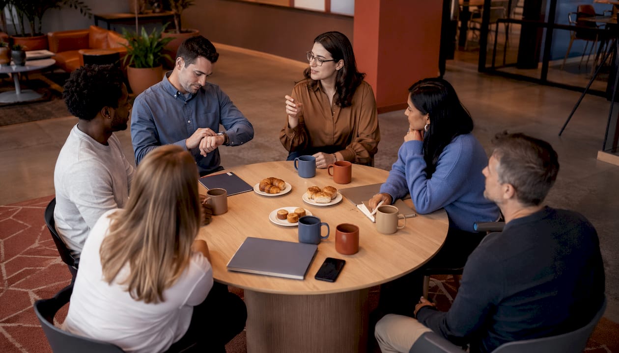 Office meeting managing time and closing