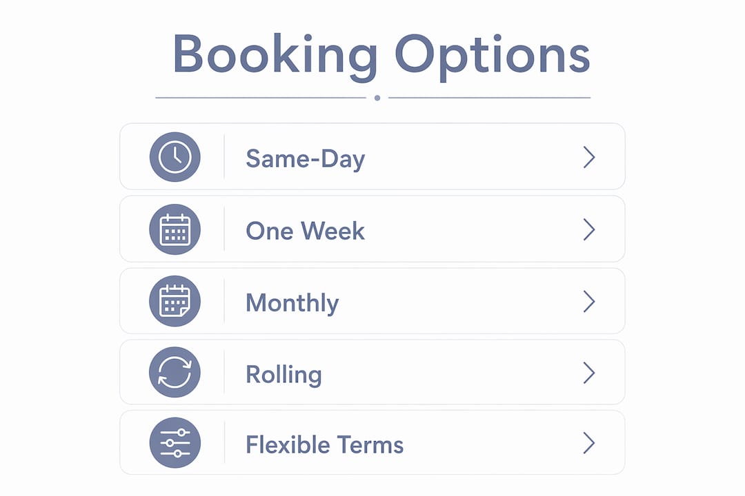 Infographic illustrating private office booking options