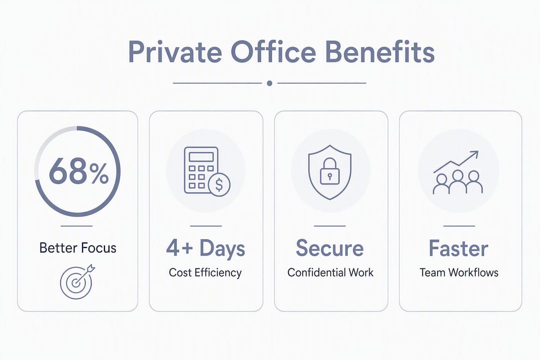 Infographic illustrating key private office benefits