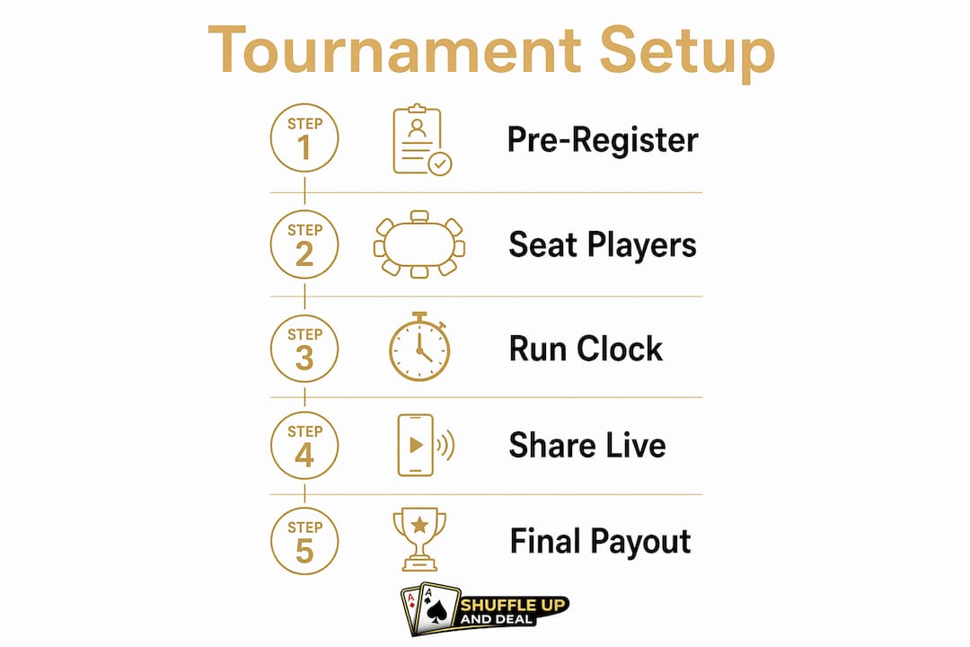Infographic showing poker tournament setup steps