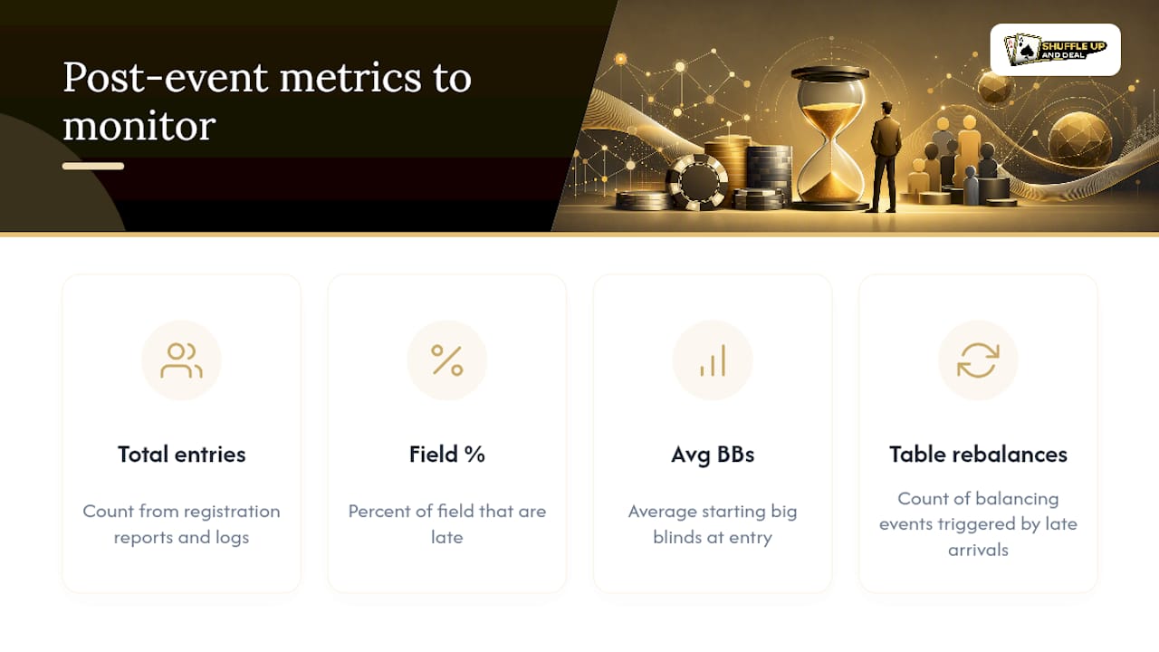 Diagram showing key poker tournament late registration metrics