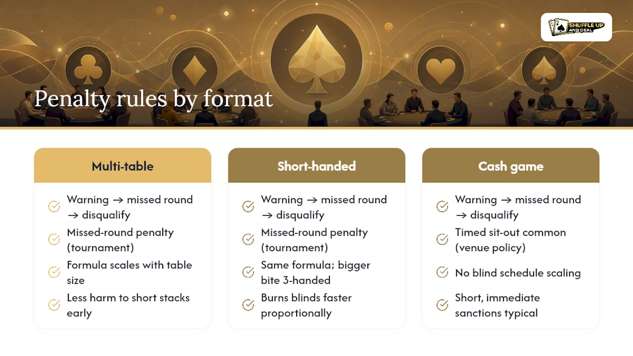 Poker penalty formats and table-size comparison