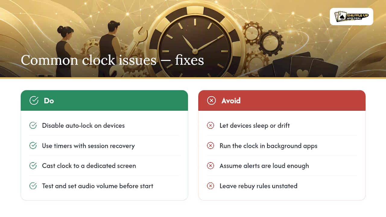 Common issues when running a poker tournament clock - overview diagram