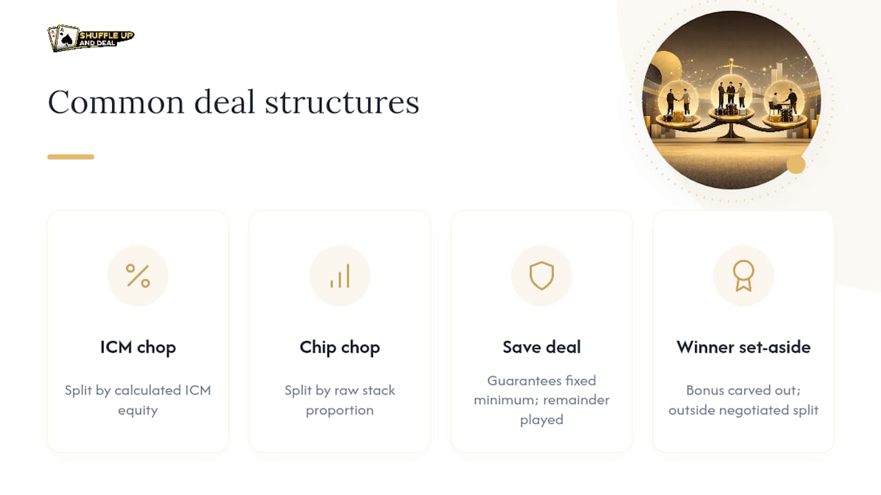 Four poker tournament deal structures compared