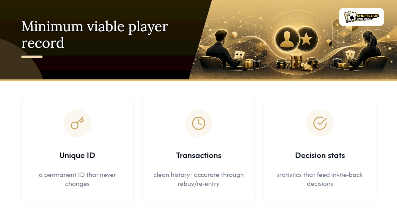 Three components of an auditable player profile