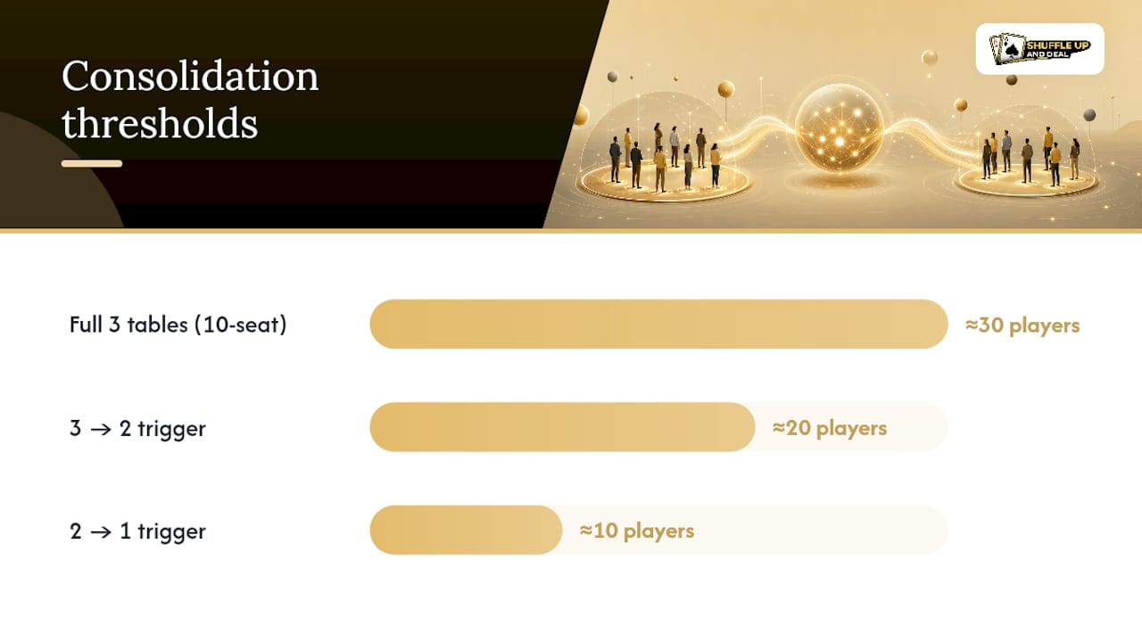Poker tournament table consolidation sequence