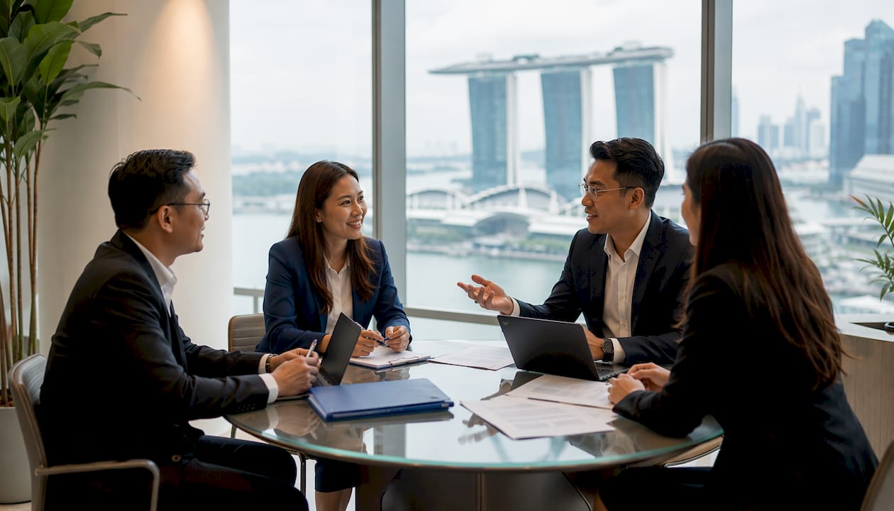 Singapore team discussing compliance regulations