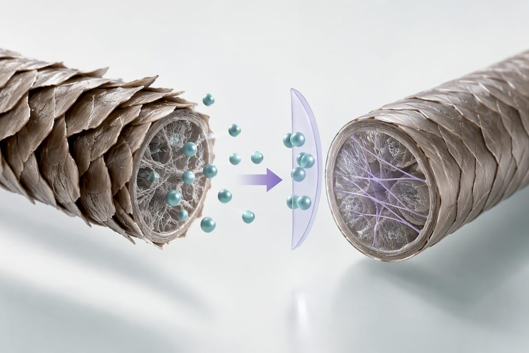 Illustration of acid-treated hair cuticle structure
