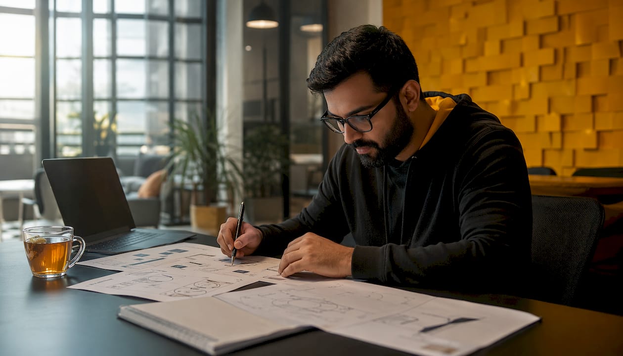 Hands typing technical AI trust signals
