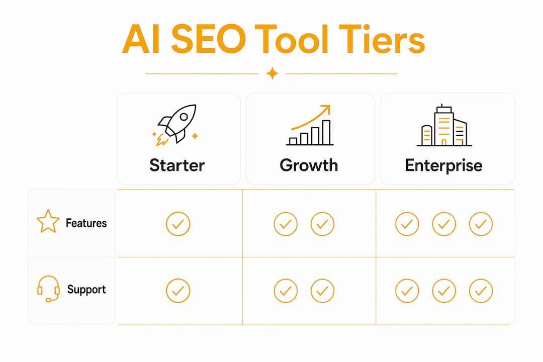 Infographic showing AI SEO tool tiers hierarchy