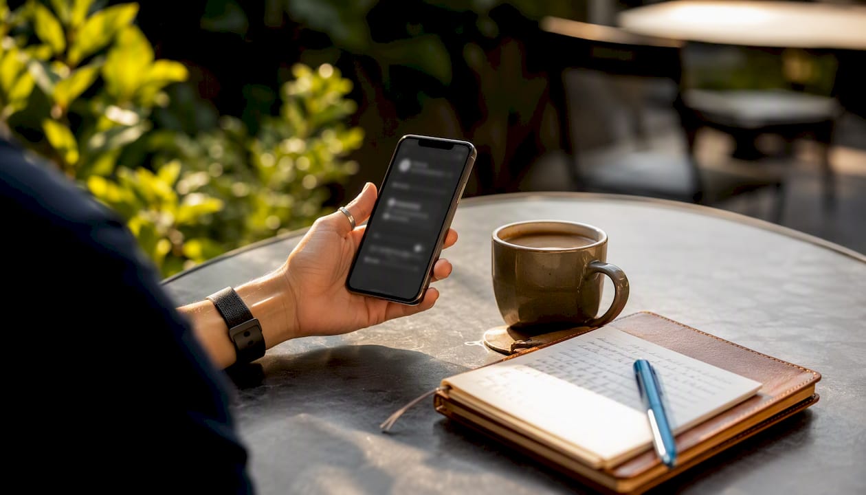 Close-up smartphone with AI assistant interface
