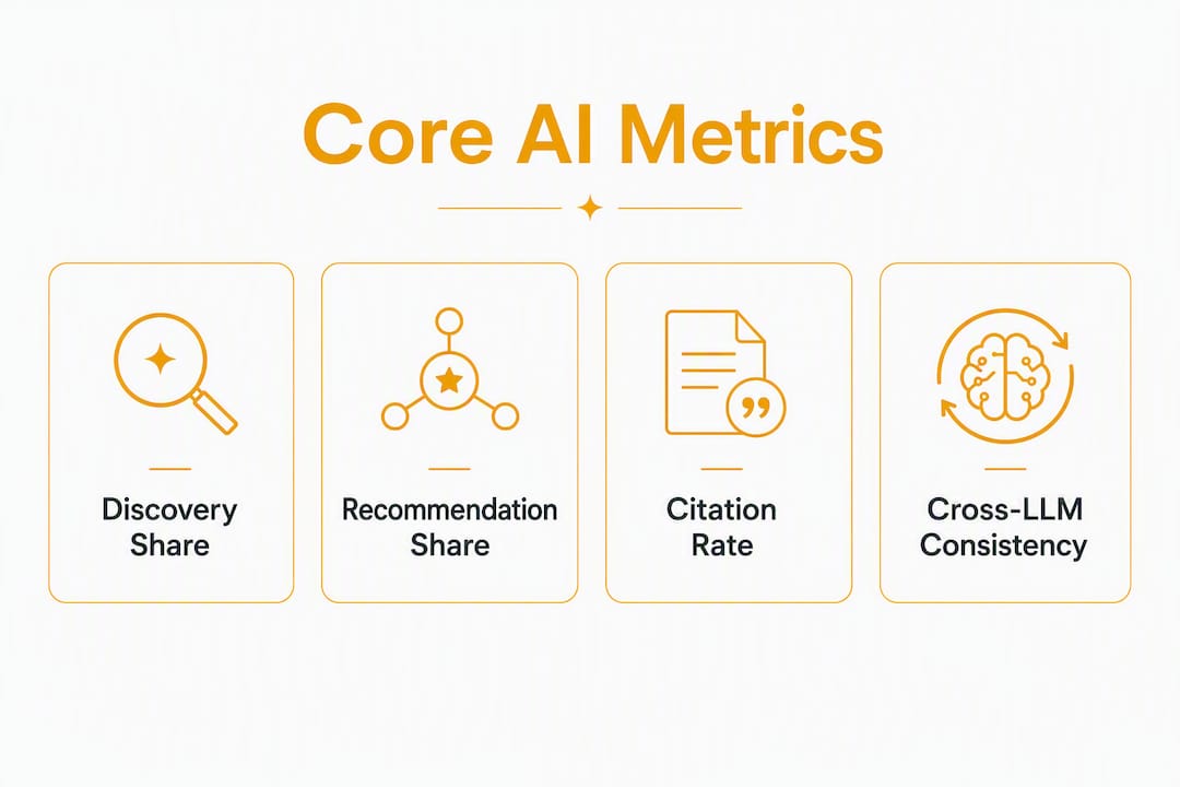 Infographic showing AI visibility key metrics