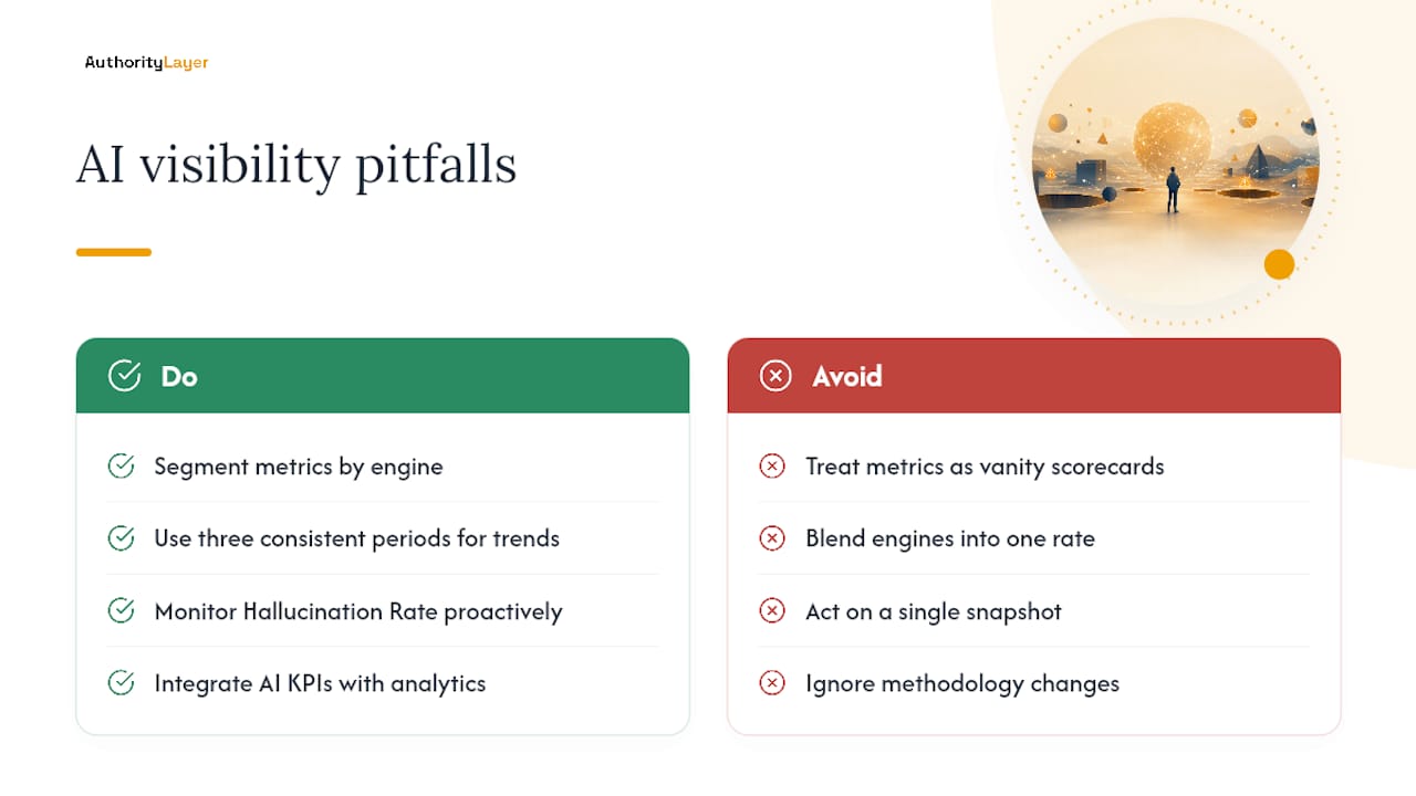 Common pitfalls when interpreting AI visibility data — overview diagram