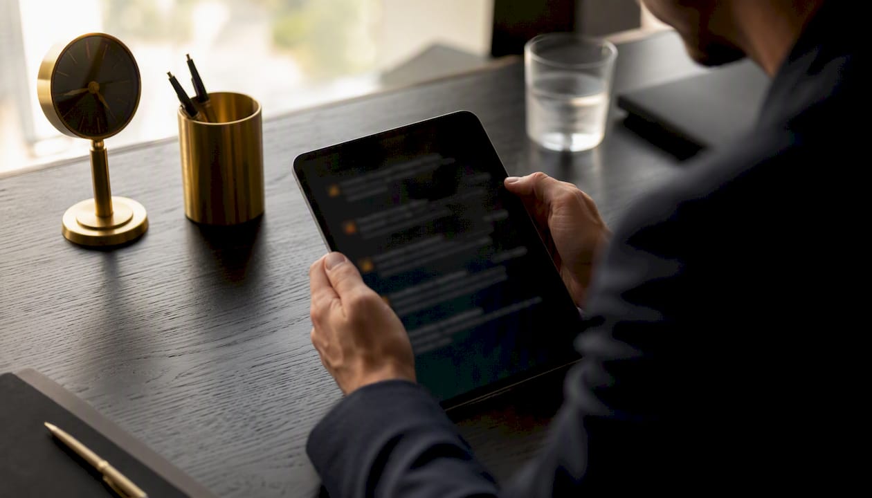 Hands checking alerts on smartphone