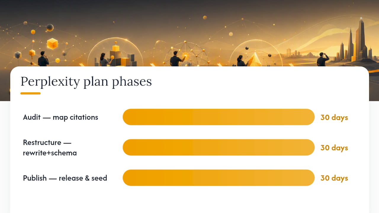 Diagram showing 90-day Perplexity optimization phases