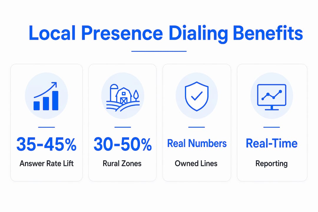 Infographic showing statistics about local presence dialing benefits