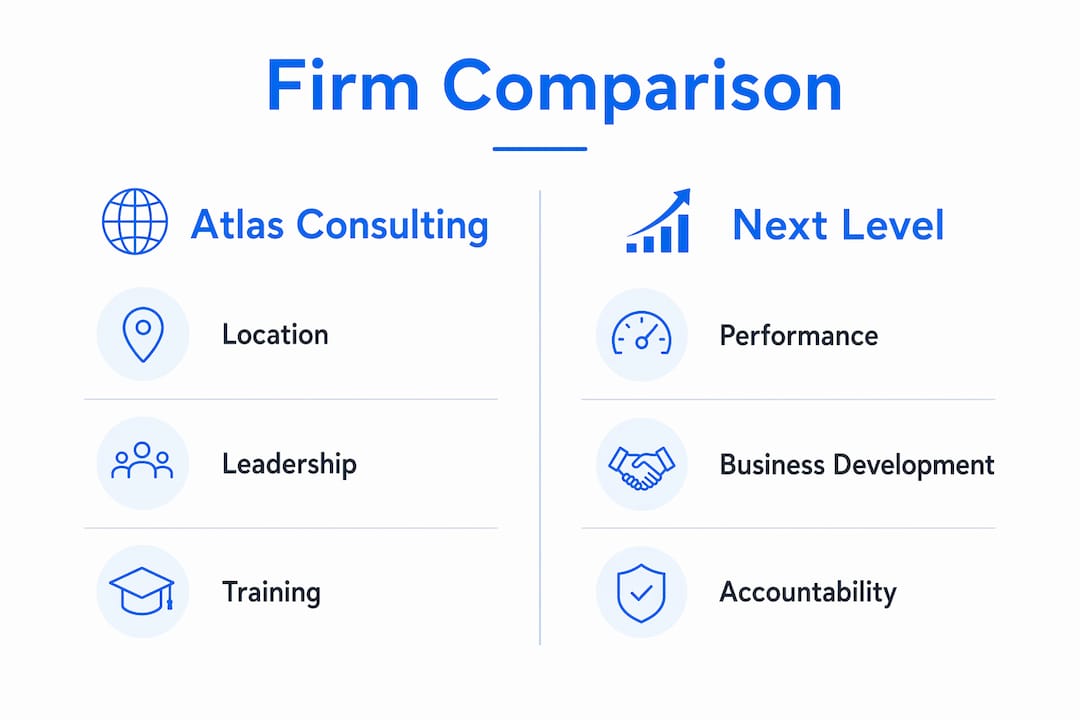 Infographic comparing two Colorado sales consulting firms