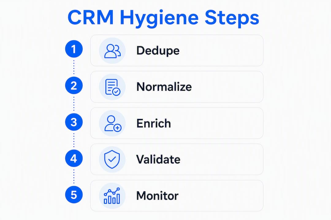 Infographic outlining key CRM hygiene steps